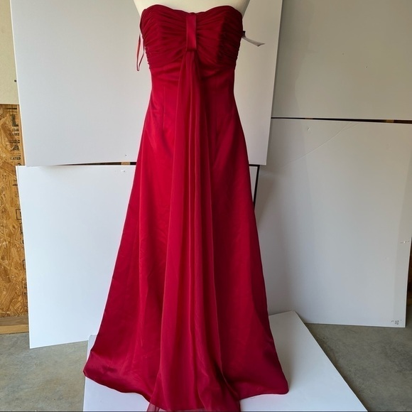 Women's Red Lace Long Maxi Formal Evening Cocktail Bridesmaid Prom Dress, Sz 10 - Picture 5 of 16